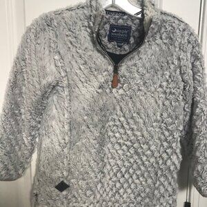 Simply Southern Quarter Zip Fleece Pullover, Size Youth M, Gray, Excellent Cond.